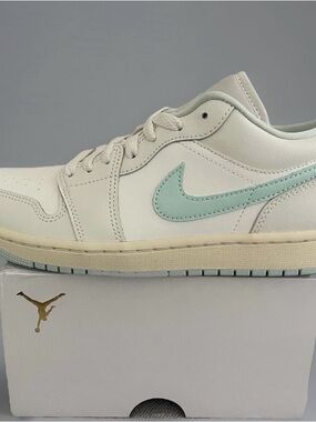 Size 8.5 - Nike Air Jordan 1 Low Retro Sail Igloo Women’s Sneaker DC0774-134 NEW